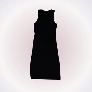 Express Mock Neck Black Ribbed Midi Dress | Size XS